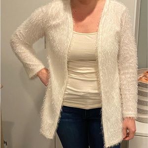 Cream fuzzy lightweight sweater